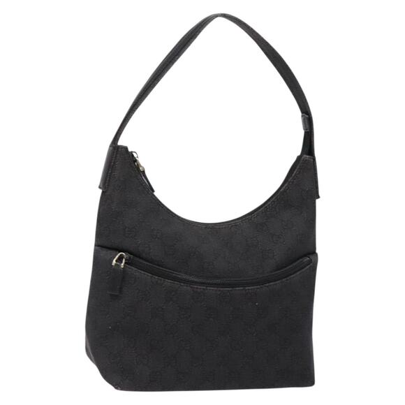 GUCCI GG Canvas Shoulder Bag Outlet Black Silver - Picture 1 of 16